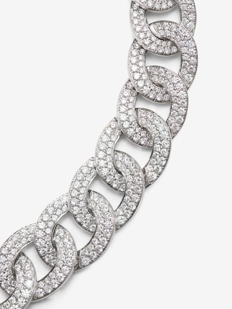 Bearded link necklace in 18K white gold and brilliant-cut diamonds with a total of 33.44 cts image number 2