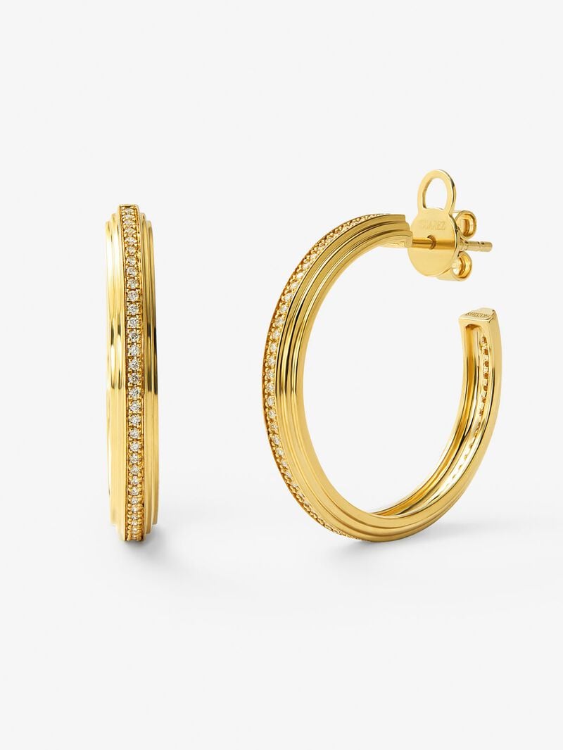 18K yellow gold hoop earrings with 124 brilliant-cut diamonds with a total of 0.3 cts image number 0