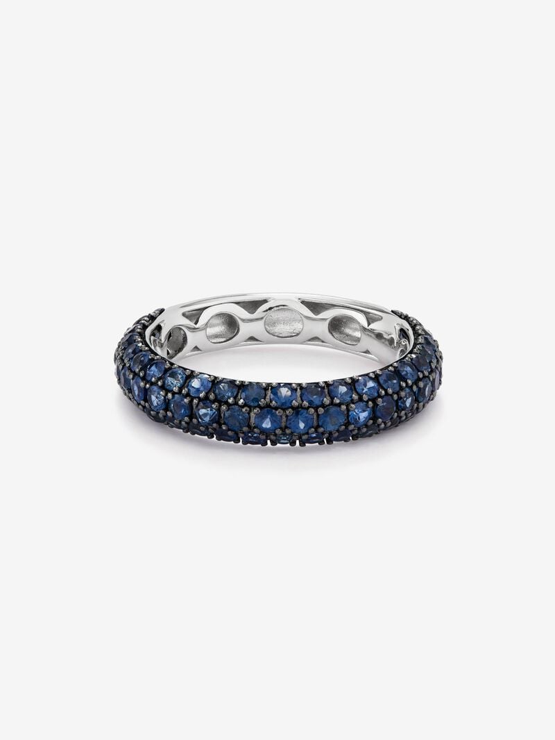 925 silver ring with 70 brilliant-cut blue sapphires with a total of 1.85 cts image number 1