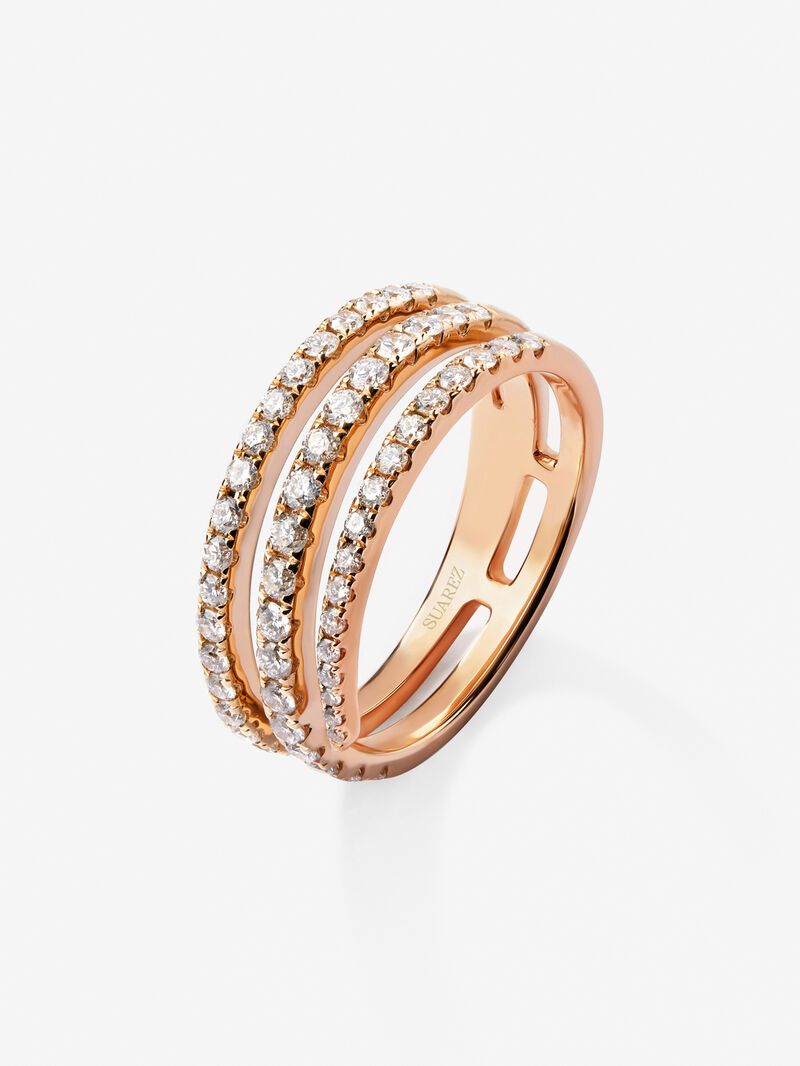 18K rose gold triple ring with 55 brilliant-cut diamonds with a total of 0.68 cts image number 0