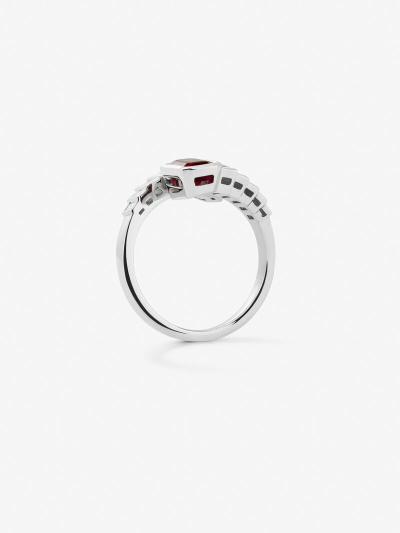 You and I 18k White Gold Ring with Red Rubyes in octagonal 2,06 cts and white diamonds in 0.57 CTS baggos image number 4