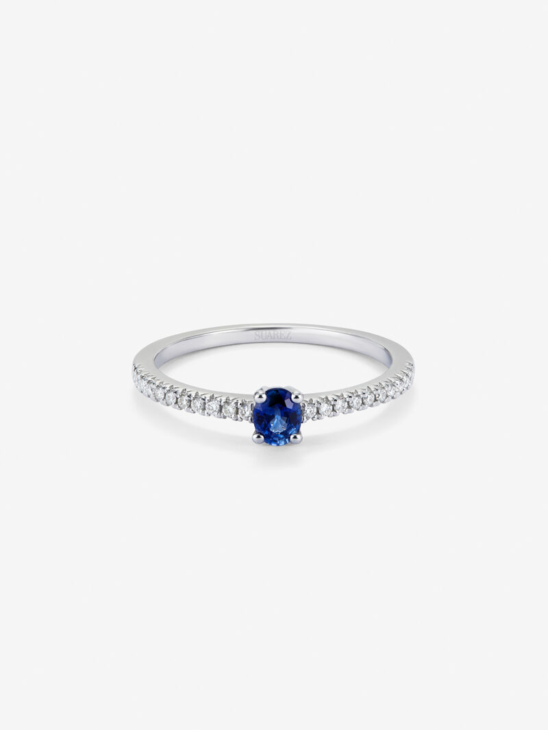 18k white gold ring with sapphire and diamond arm image number 2