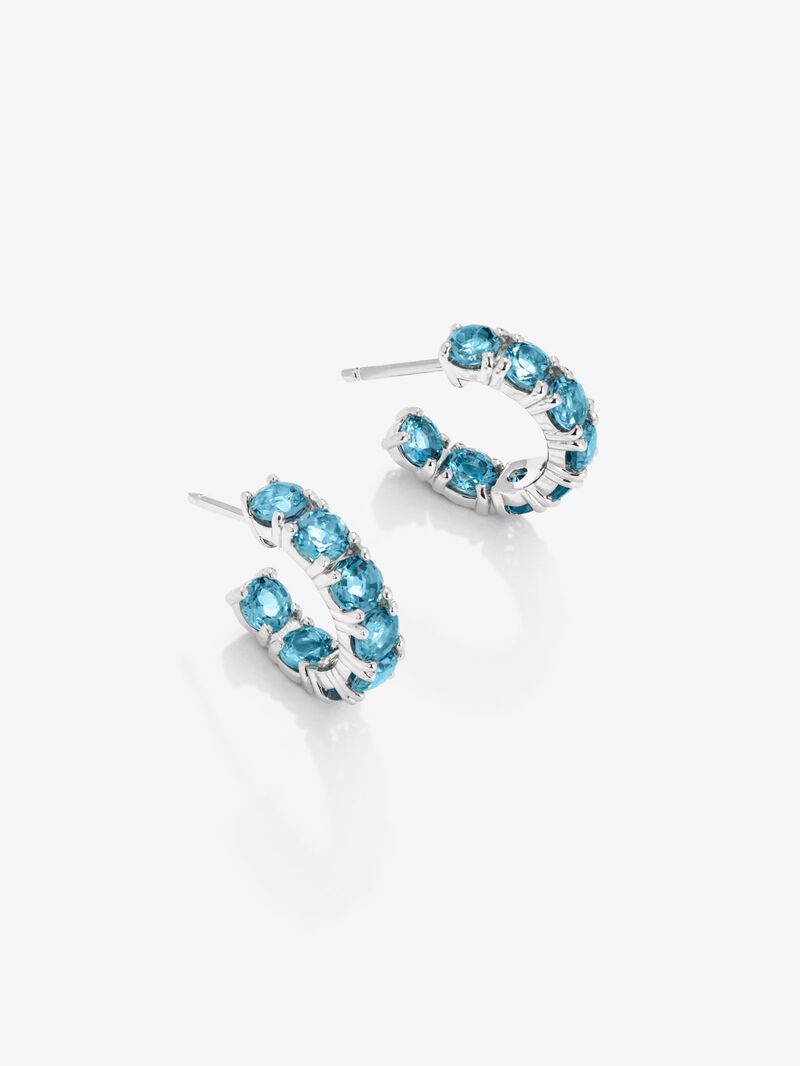 925 Silver Topaz Hoop Earrings image number 2