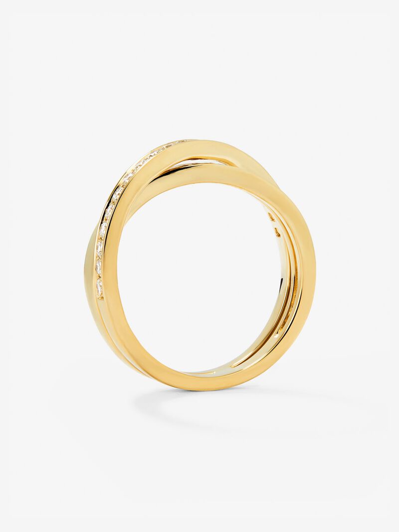 18K yellow gold cross ring with 20 brilliant-cut diamonds with a total of 0.29 cts image number 4