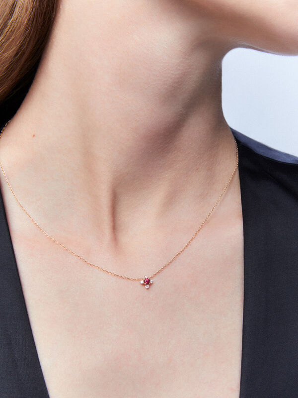 18kt rose gold necklace with ruby and diamonds, PT22064-ORDR_V