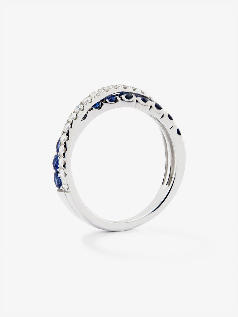 18K white gold cross ring with 12 brilliant-cut blue sapphires with a total of 0.77 cts and 20 brilliant-cut diamonds with a total of 0.29 cts image number 4