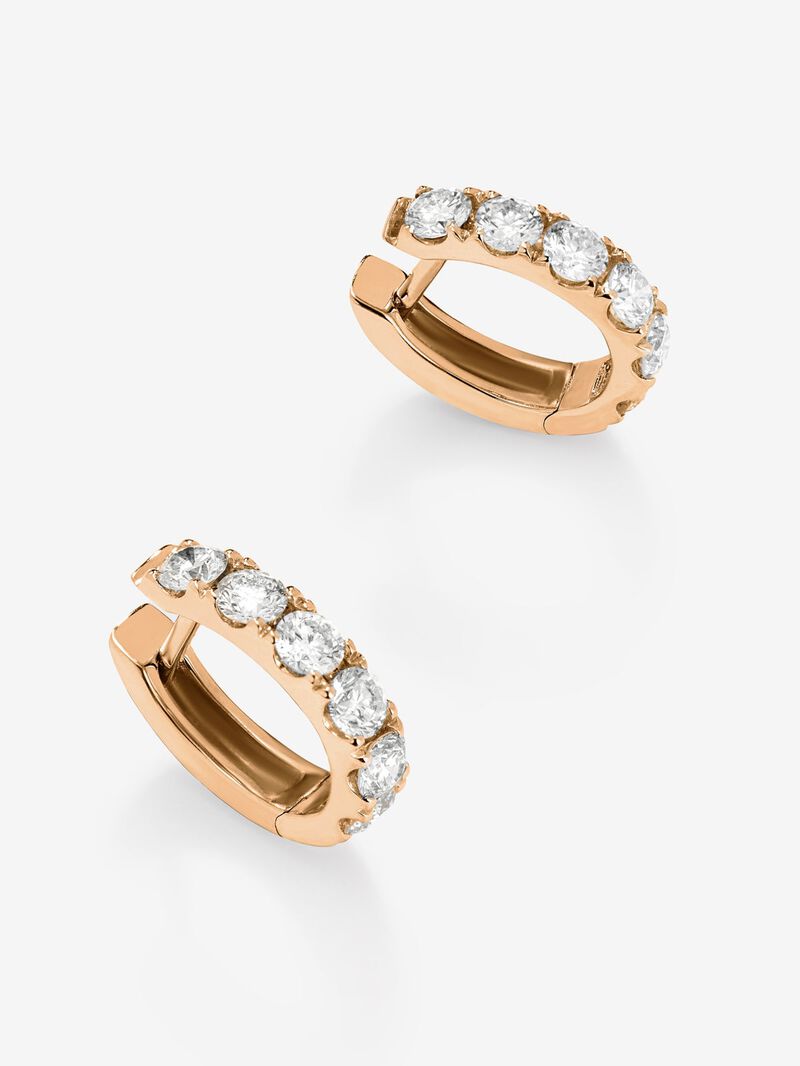 18K rose gold hoop earrings with 12 brilliant-cut diamonds with a total of 0.66 cts image number 3