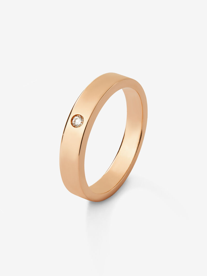 18K rose gold ring with brilliant cut diamond with a total of 0.03 cts image number 0