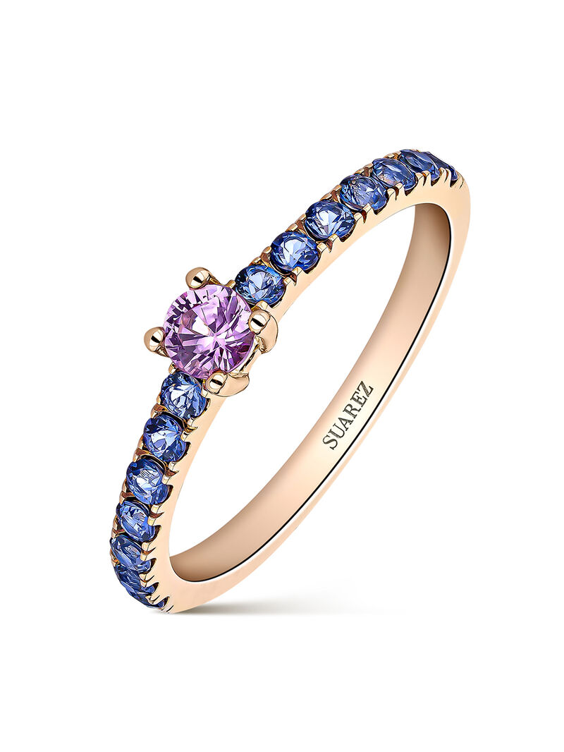 18k rose gold ring with 15 brilliant-cut multicolor sapphires with a total of 0.49 cts image number 0