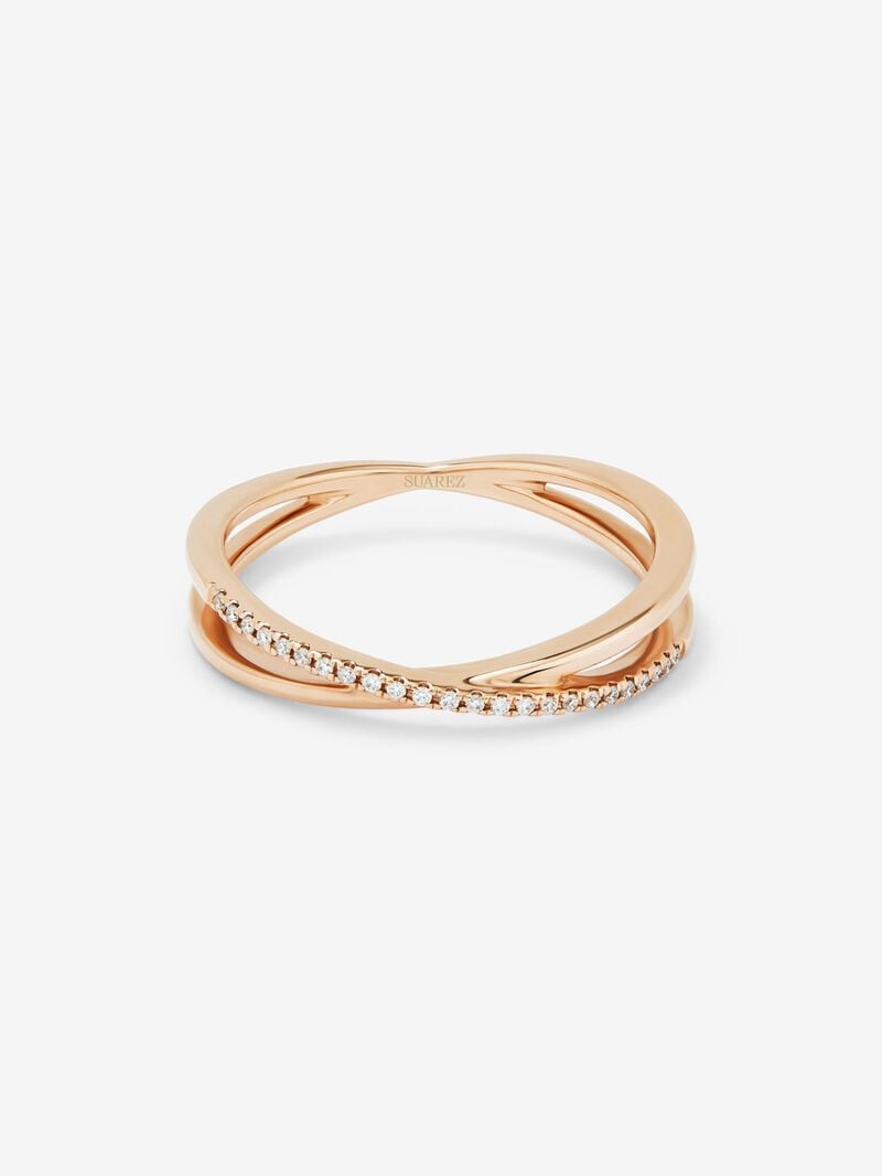 18K rose gold cross ring with 24 brilliant-cut white diamonds with a total of 0.07 cts image number 2