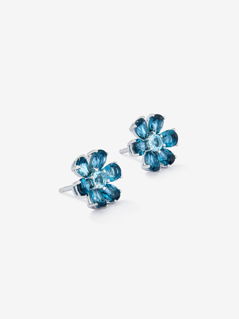 925 Silver flower earrings with topaz image number 2