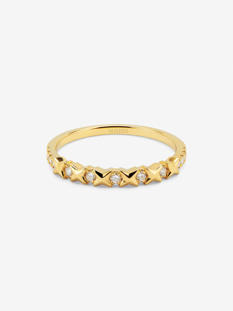 18K yellow gold ring with 13 brilliant-cut diamonds with a total of 0.16 cts image number 2