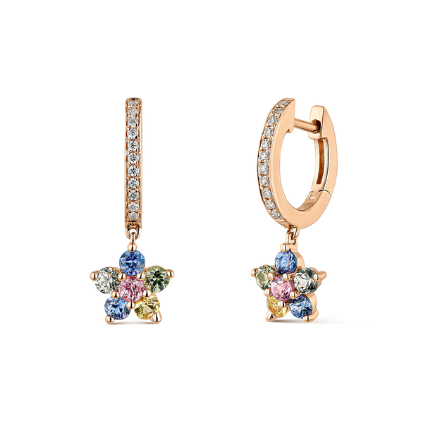 Frida earrings 0,66 carats multicolor sapphires and 0,10 carats diamonds, PE21080-ORDZMULT_V