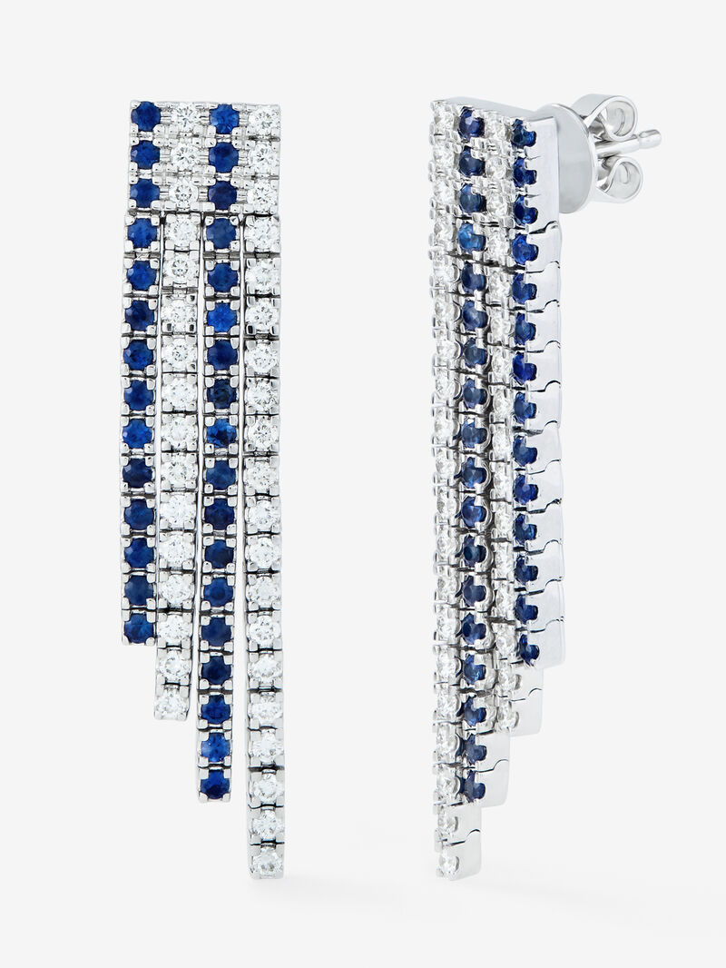 18K White Gold Pendant with Diamond and Sapphire image number 0