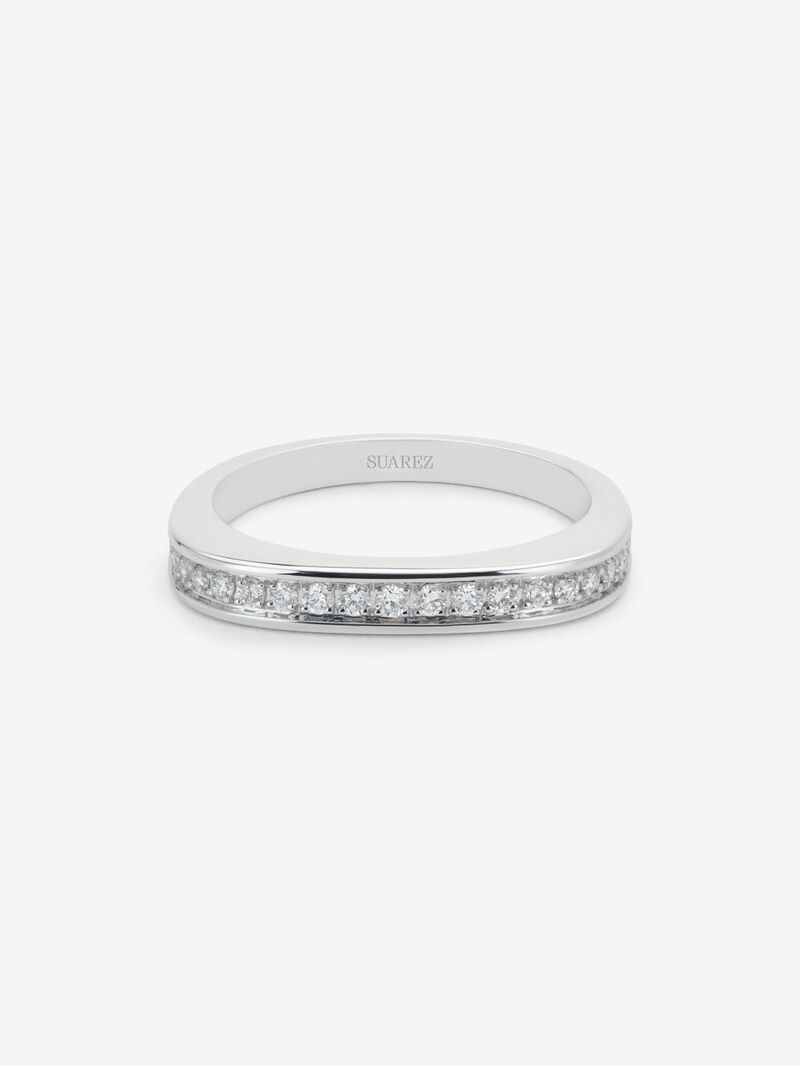 18K white gold alliance ring with 23 brilliant-cut diamonds with a total of 0.18 cts image number 2
