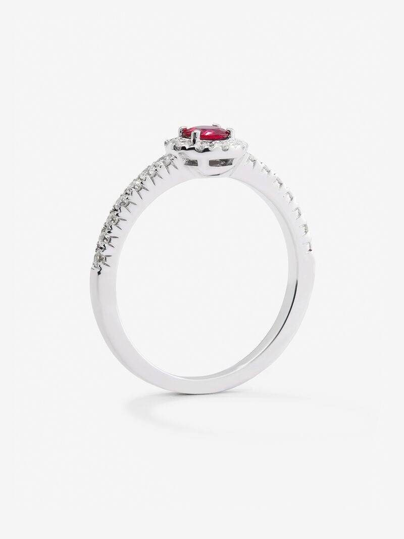 18K White Gold Ring with Ruby in Bright Size of 0.26 CTS and White Diamonds in Bright Size of 0.26 CTS image number 4