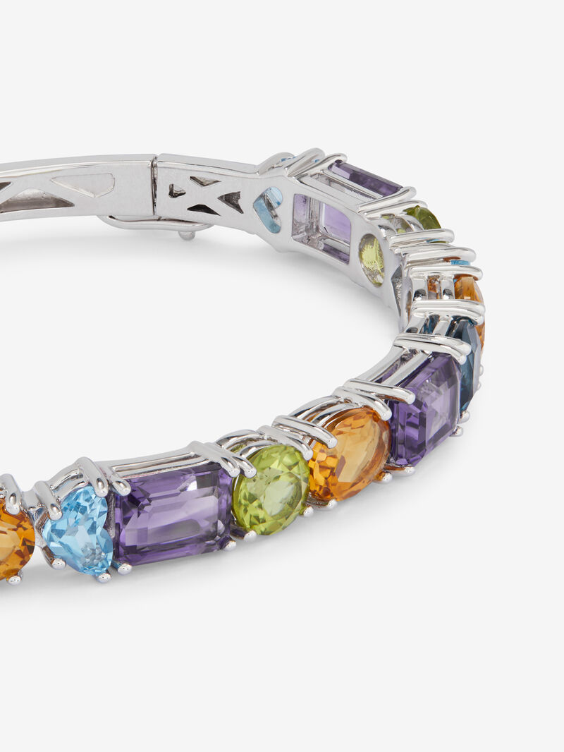 925 silver rigid bracelet with multicolored gems image number 2