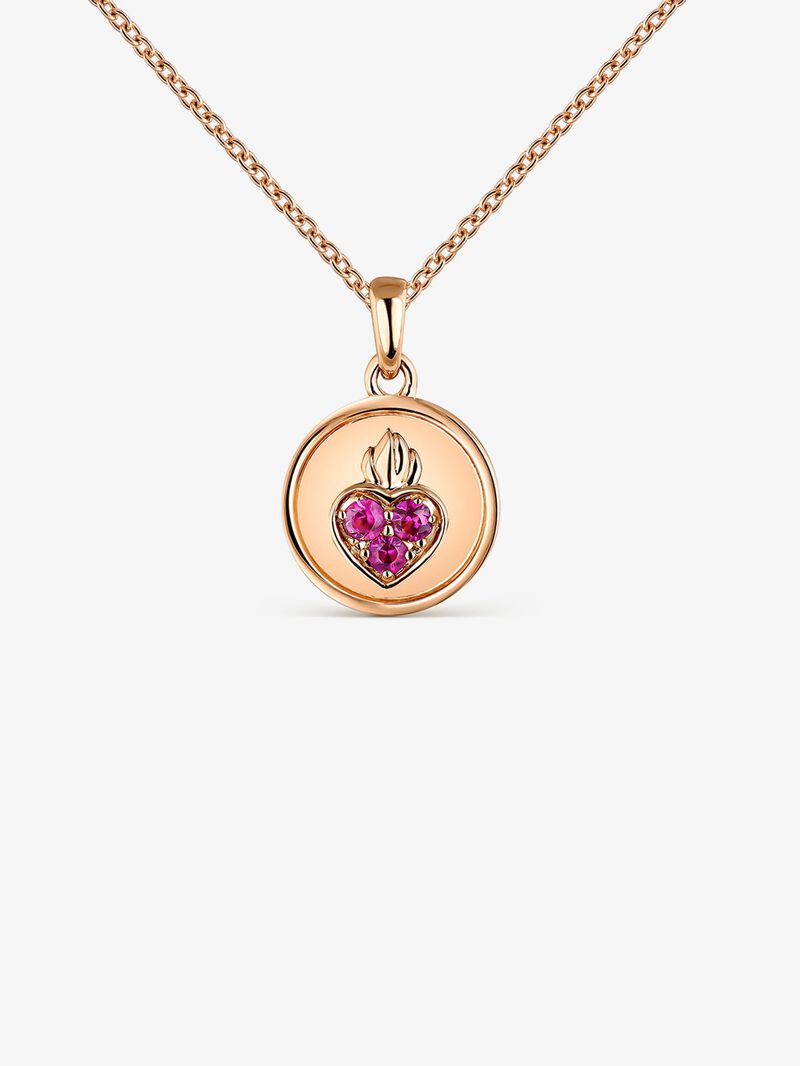 18kt rose gold pendant with sapphires image number 2