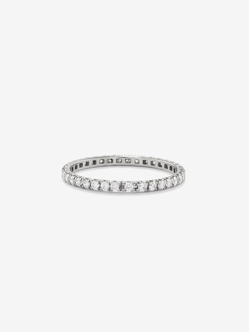 18K white gold full eternity engagement ring with claw set diamonds image number 2