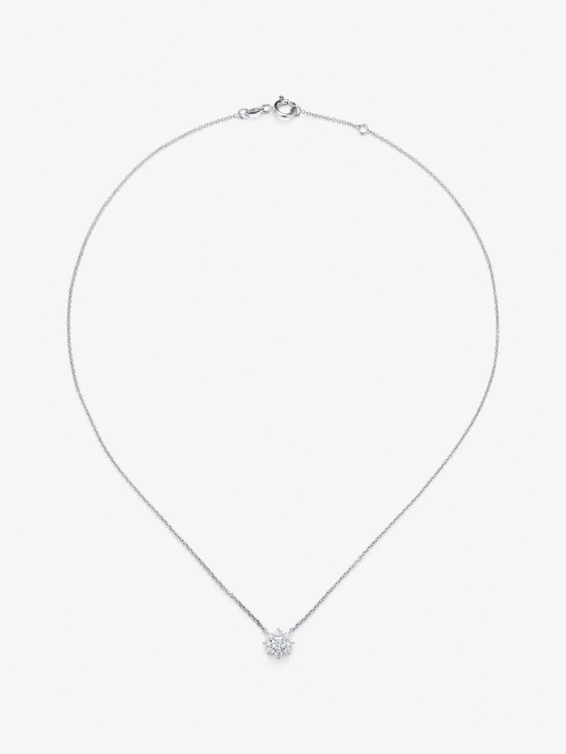 18K White Gold Flower Chain with solitary diamonds and diamond urla image number 0