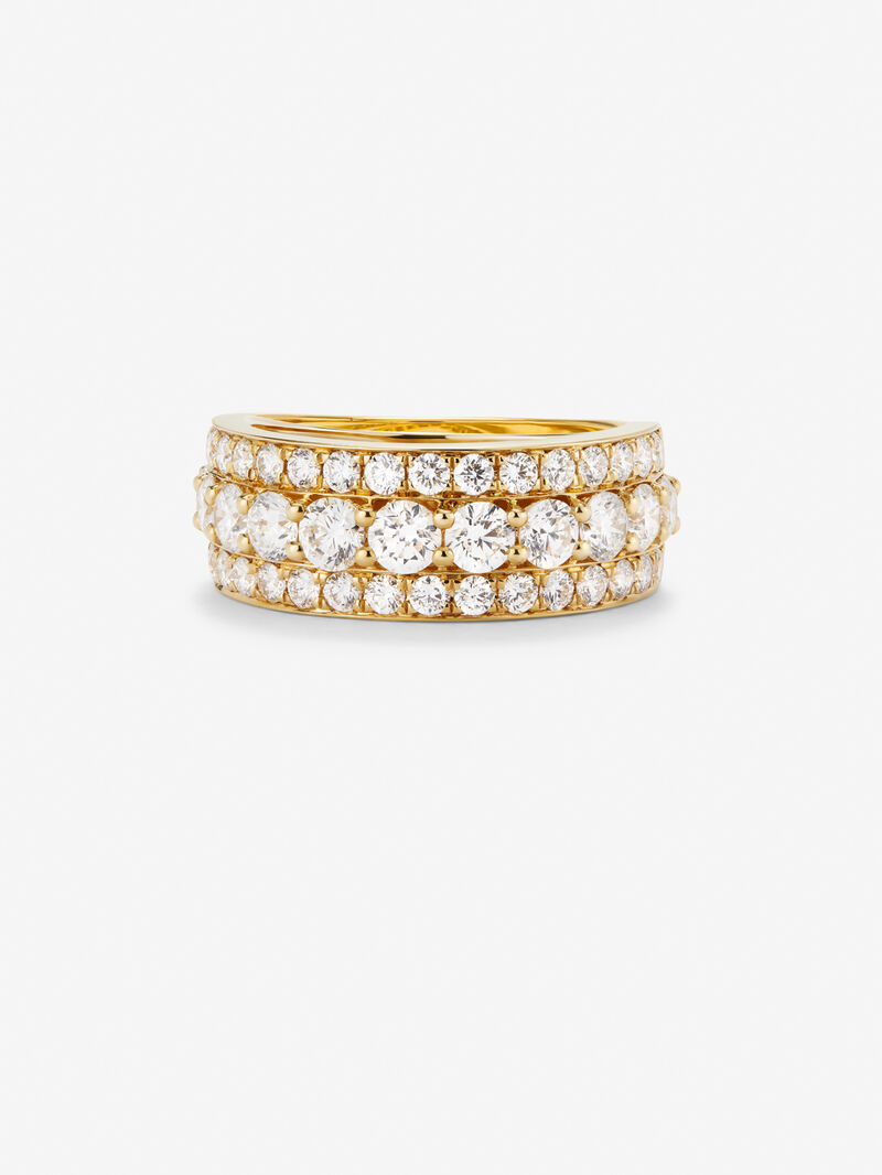 18K yellow gold ring with white diamonds in 2.08 cts image number 2