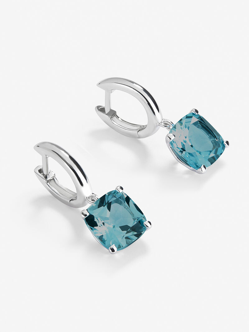 925 silver hoop earrings with topaz pendant image number 2