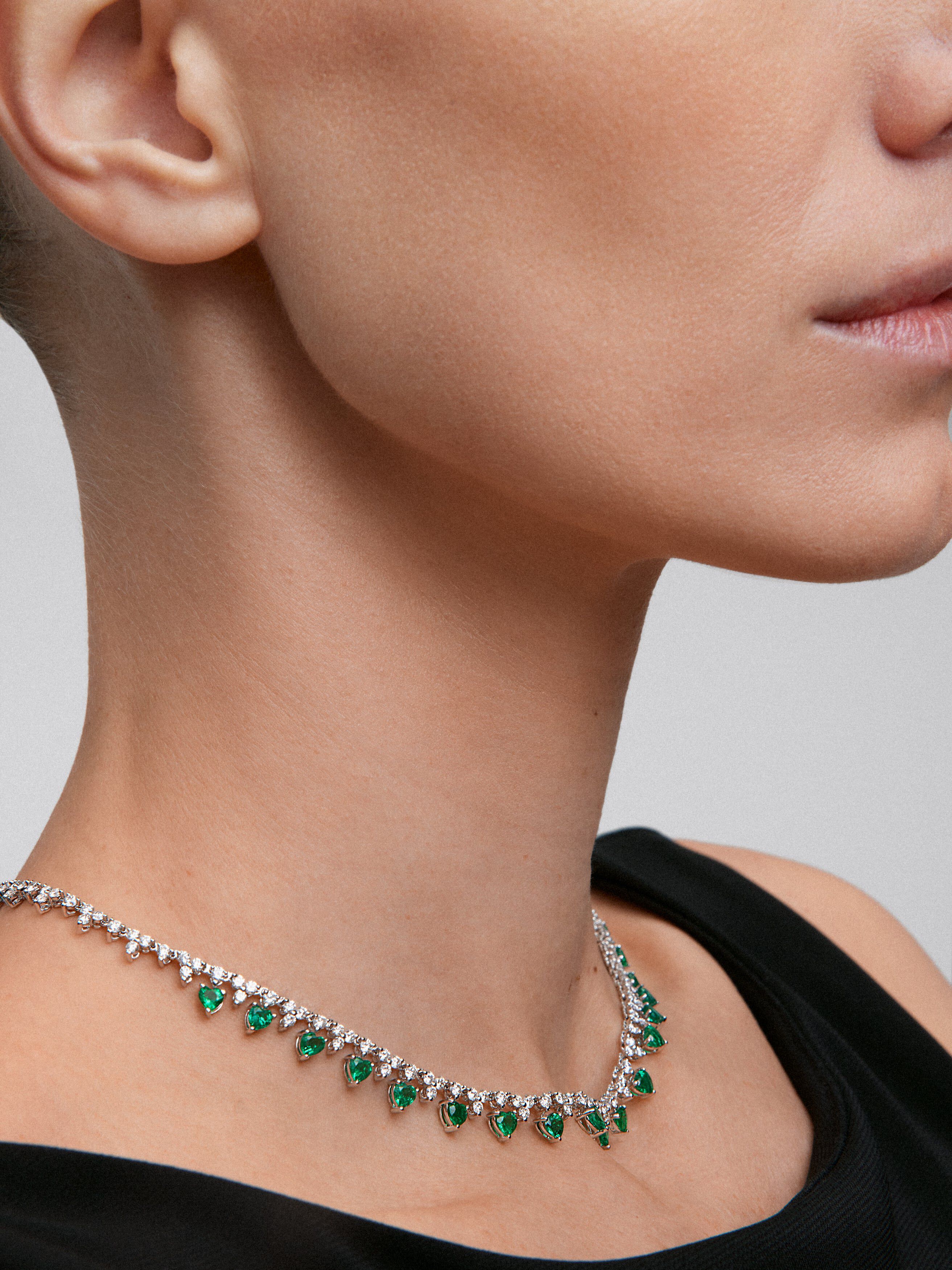 Green and white necklace sale