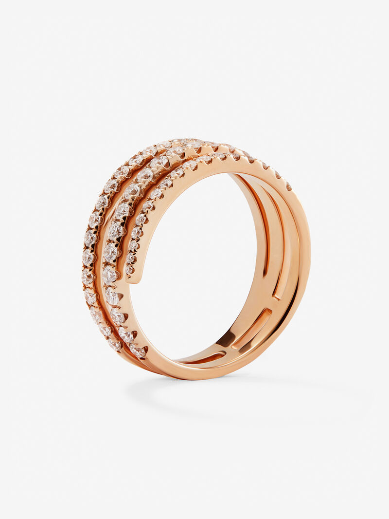 18K rose gold triple ring with 55 brilliant-cut diamonds with a total of 0.68 cts image number 4