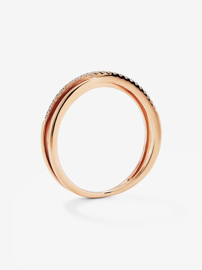 18K rose gold cross ring with 24 brilliant-cut white diamonds with a total of 0.07 cts image number 4