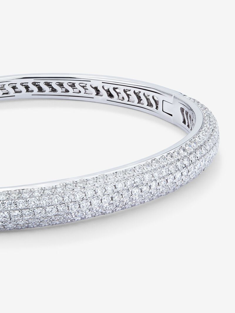 Rigid half -cane bracelet 18k white with diamond paw image number 2