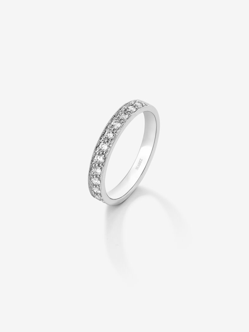 18K White Gold Half Eternity Engagement Ring with 0.38ct Diamond Band. image number 0