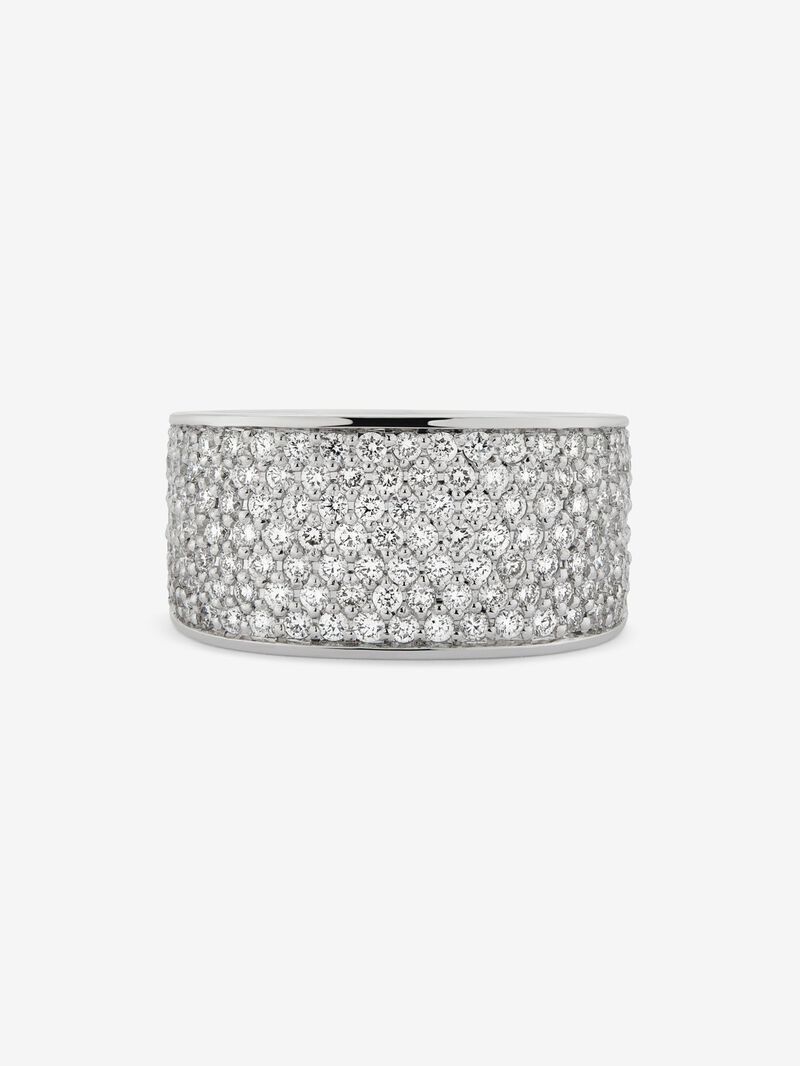 18K White Gold Ring with Brilliant-Cut Pavé Diamonds image number 2