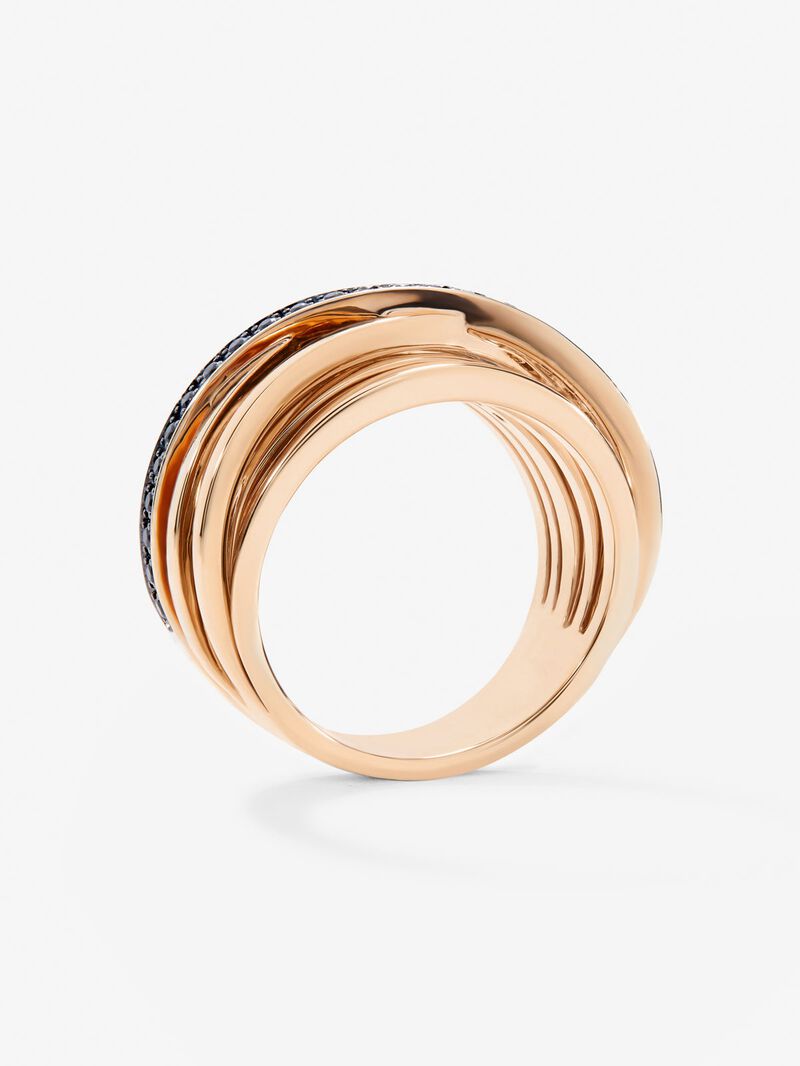 Wide multi-arm 18K rose gold ring with spinels image number 3