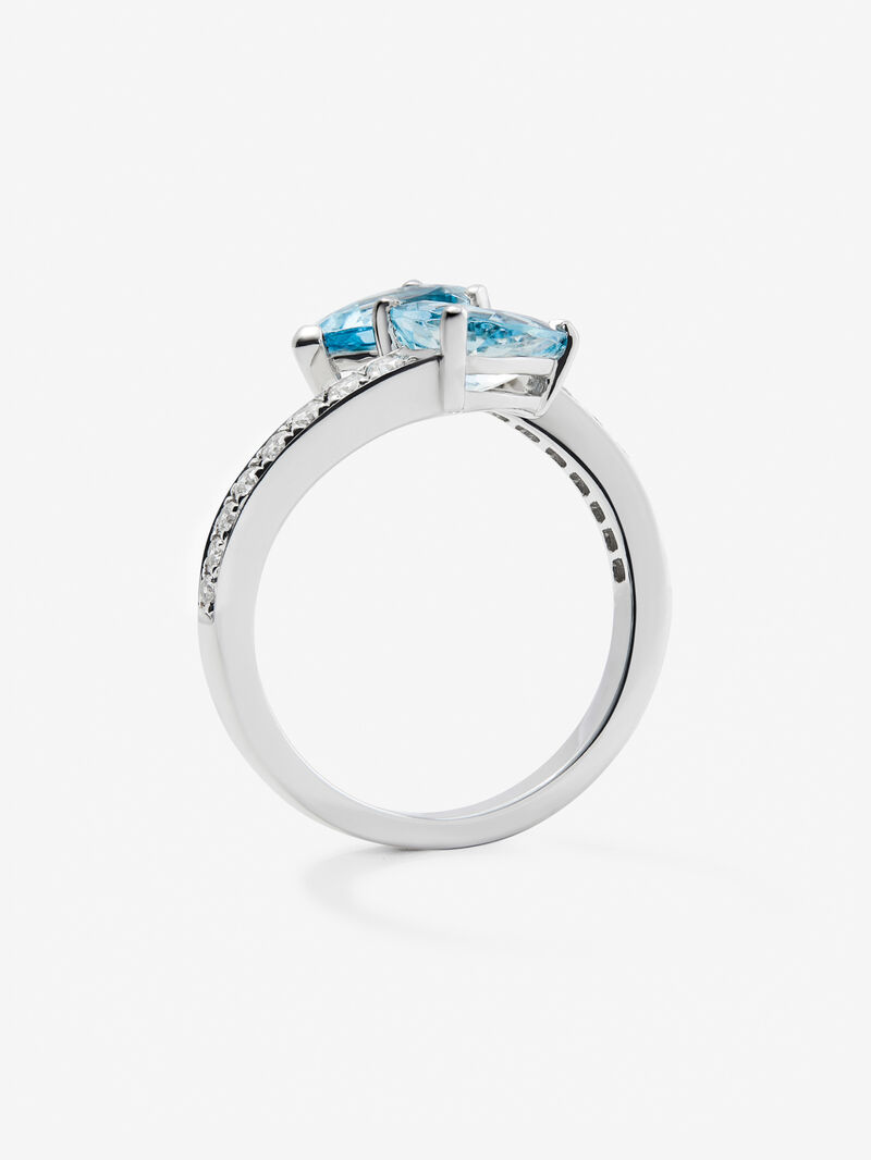 You and me ring in 18K white gold with 2 pear-cut blue aquamarines with a total of 1.81 cts and 18 brilliant-cut diamonds with a total of 0.22 cts image number 4