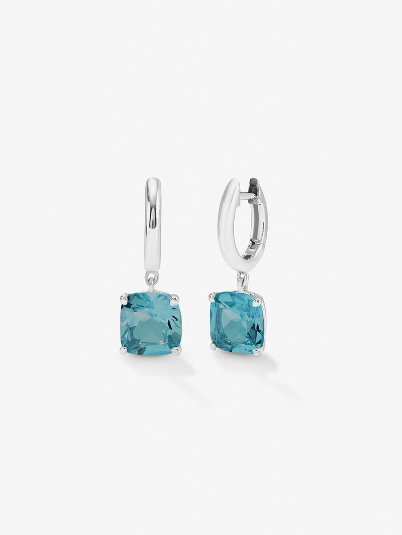 925 silver hoop earrings with topaz pendant image number 0