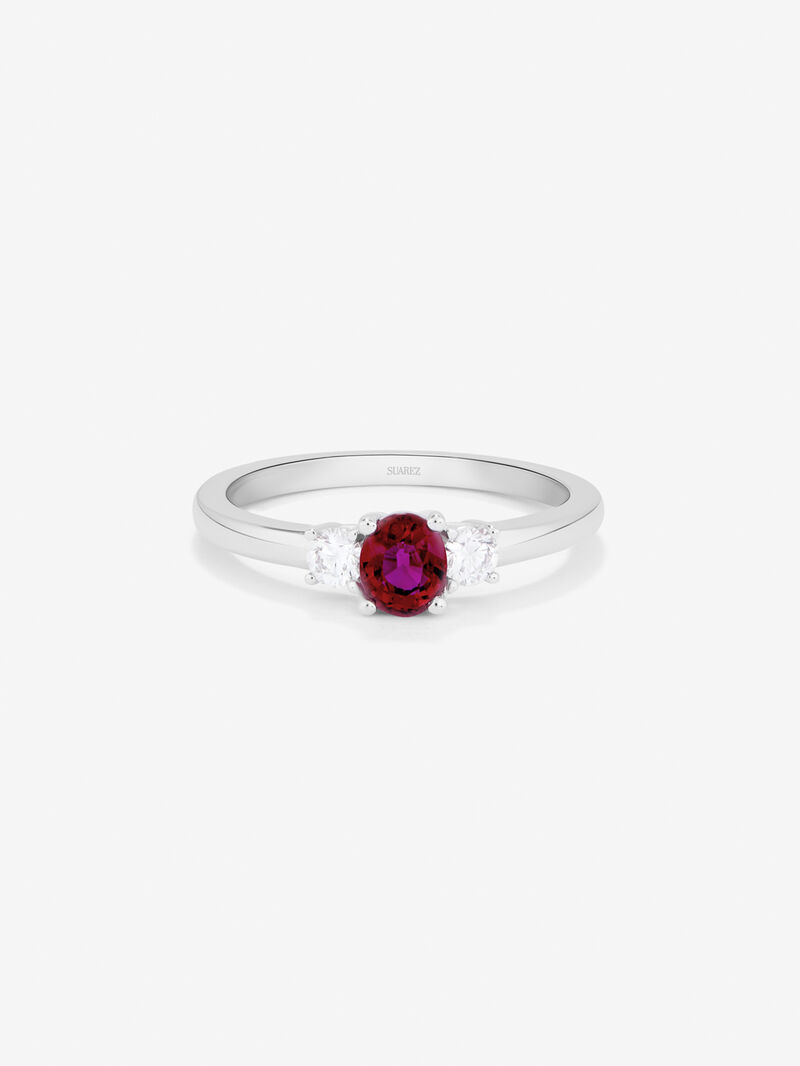 18K White Gold Time Ring with Ruby 0.45 Cts and 0.2 CTS Diamonds image number 2