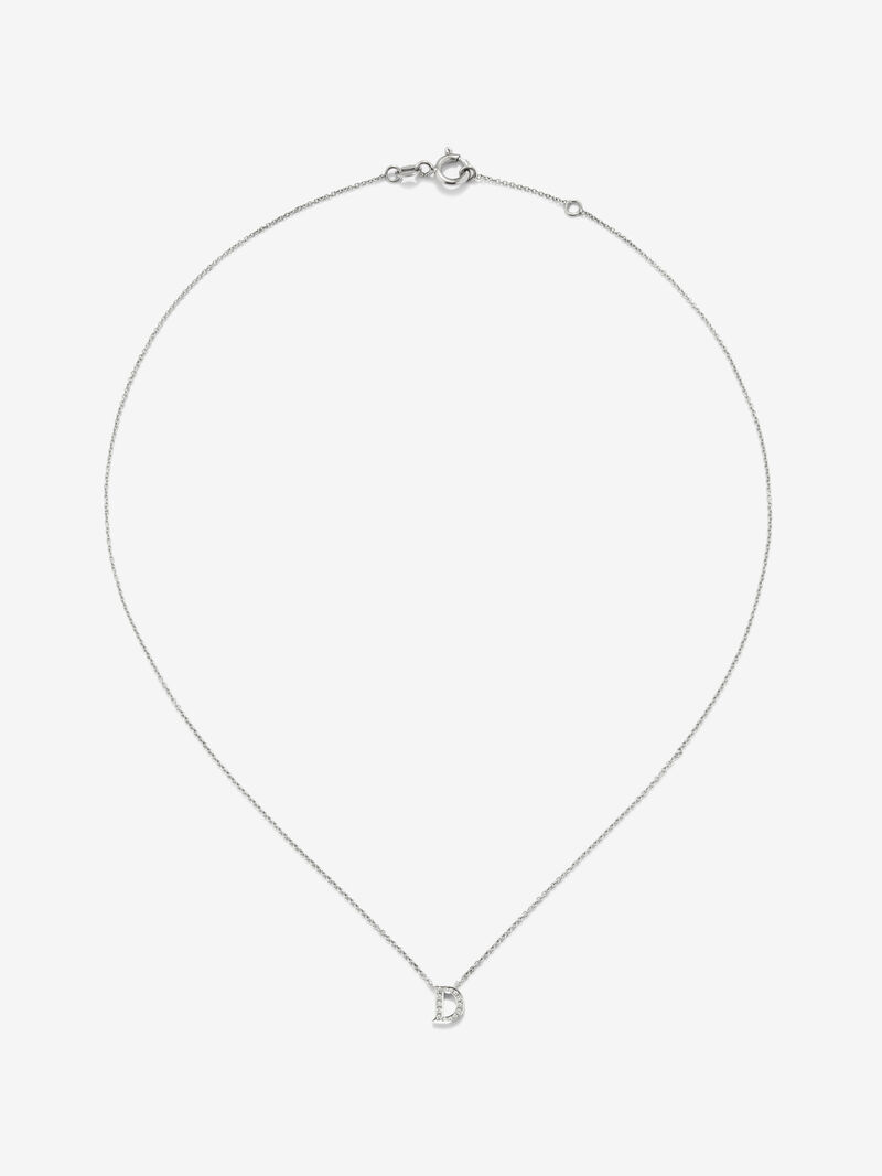 18K white gold pendant with letter D and 14 brilliant-cut diamonds with a total of 0.041 cts image number 0