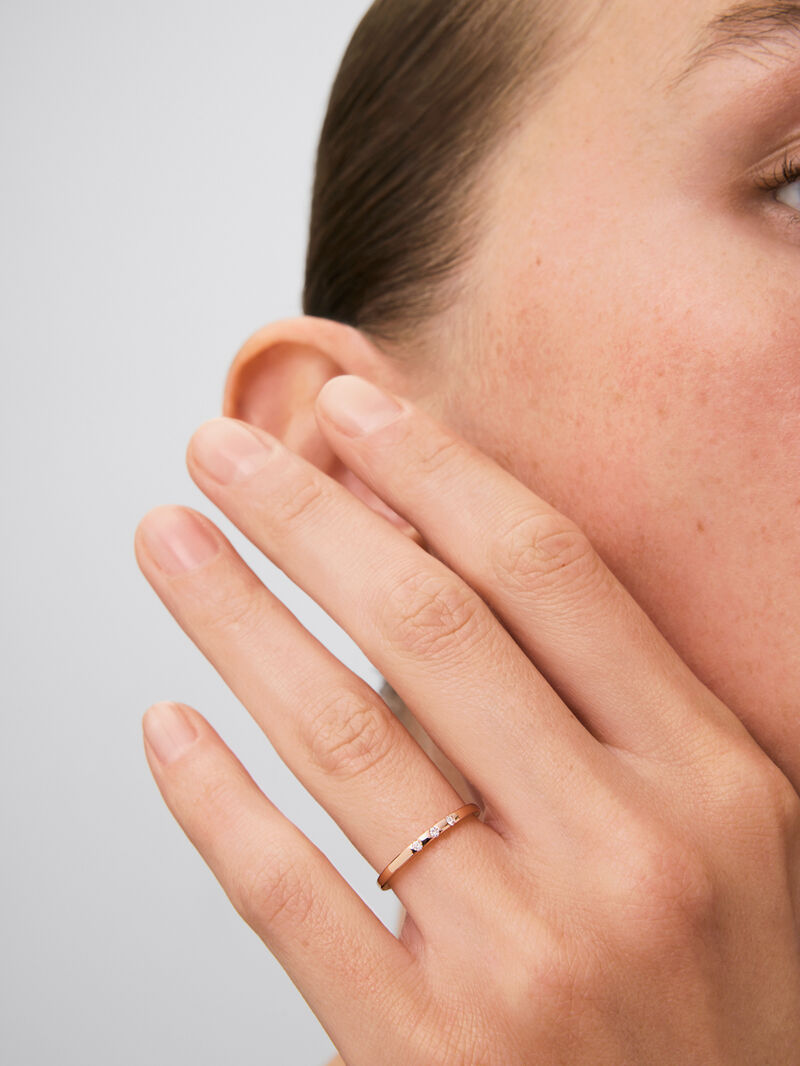18K rose gold ring with 3 brilliant-cut diamonds with a total of 1.4 cts image number 2