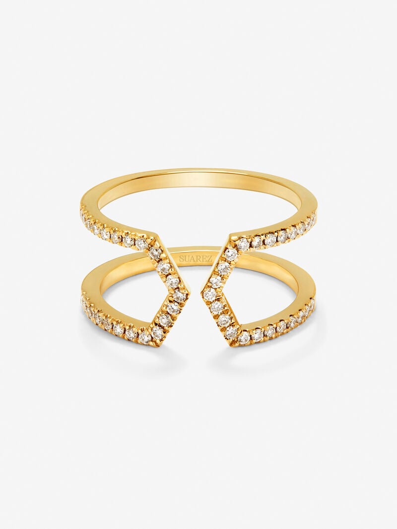 18K yellow gold ring with 46 brilliant-cut diamonds with a total of 0.37 cts image number 2