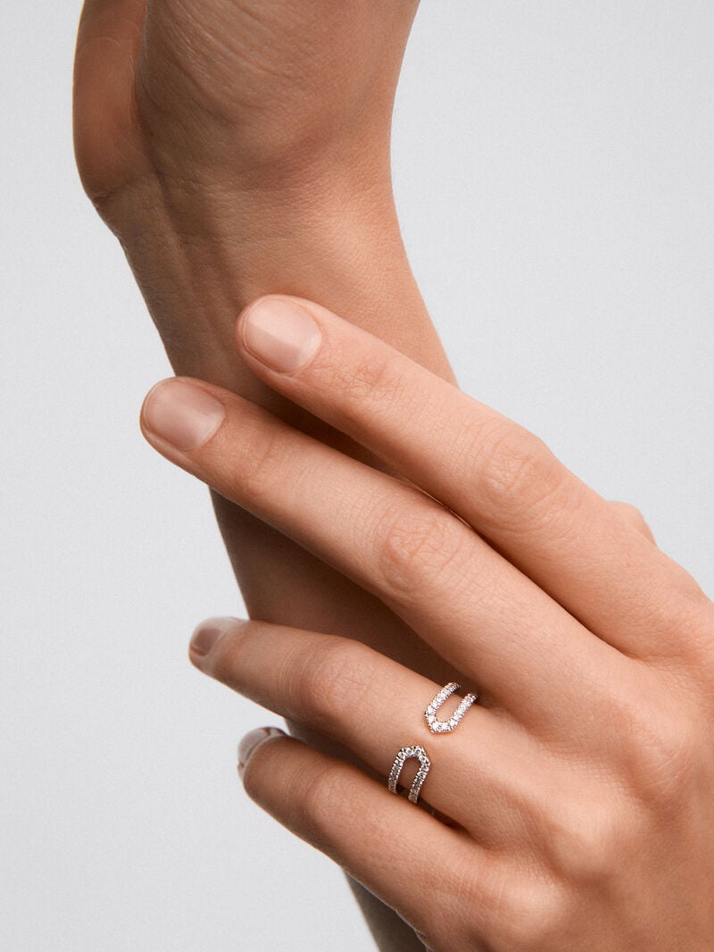 18K white gold ring with 40 brilliant-cut diamonds with a total of 0.32 cts image number 3