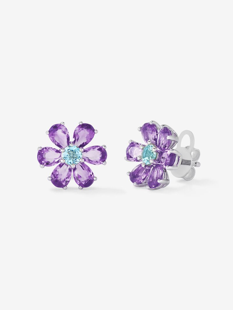 Silver Flower 925 with Topacio and Amatista image number 0