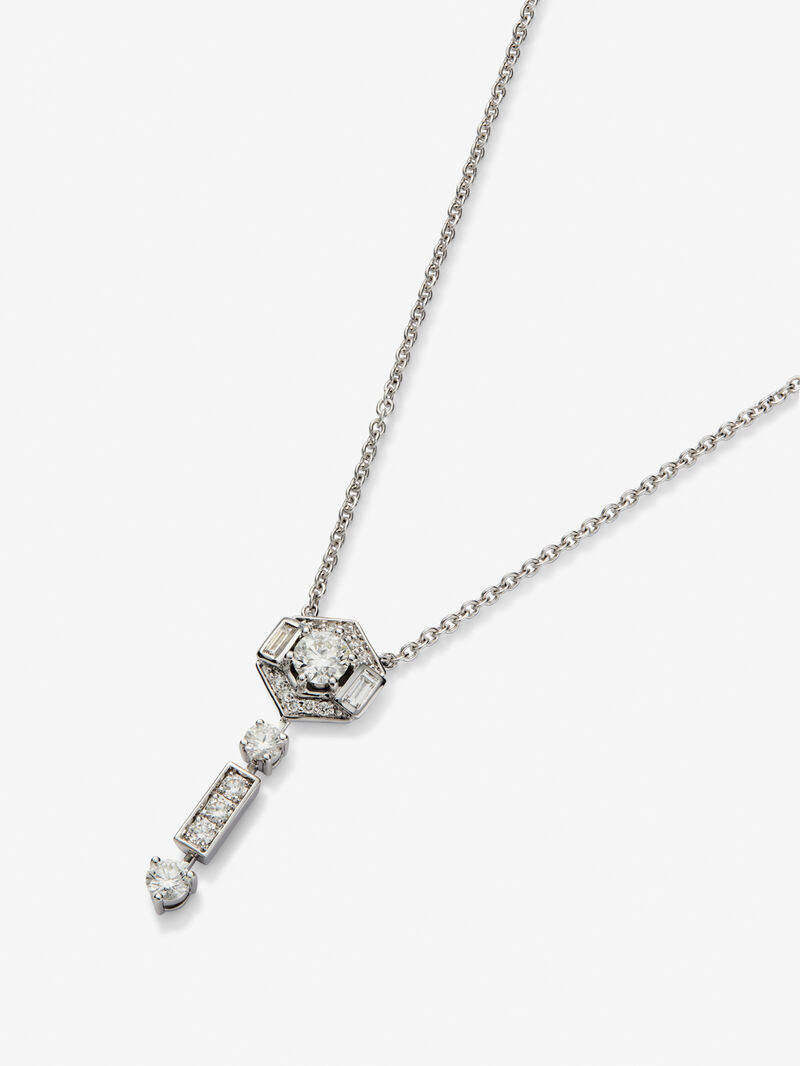 18K white gold pendant with 0.5 ct brilliant and baguette cut diamonds image number 2