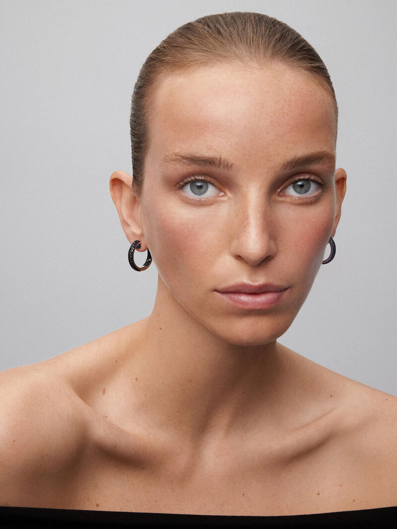925 Silver hoop earrings with spinels image number 1