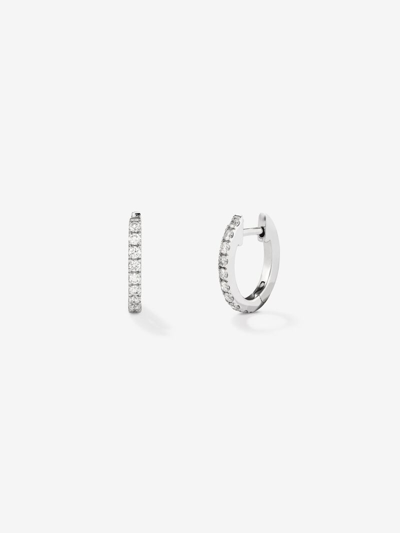 18K white gold earrings with 18 brilliant-cut diamonds with a total of 0.26 cts image number 0