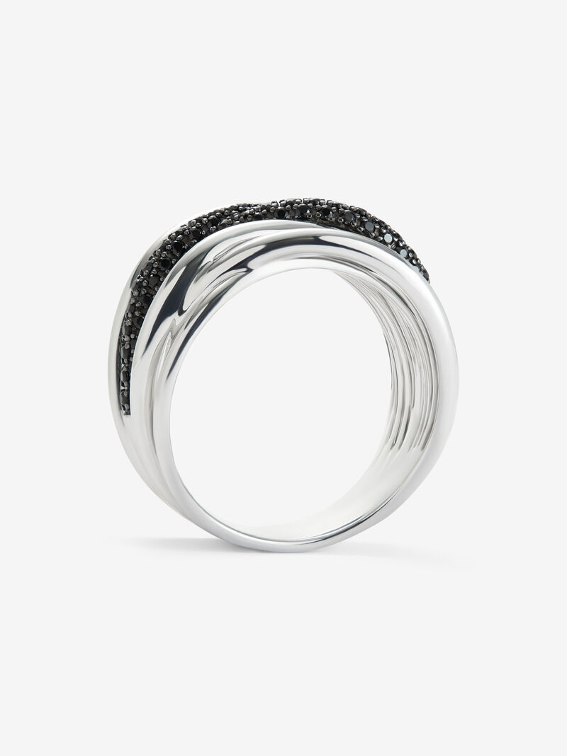 925 silver crossed multi-arm ring with 97 brilliant-cut black spinels image number 4