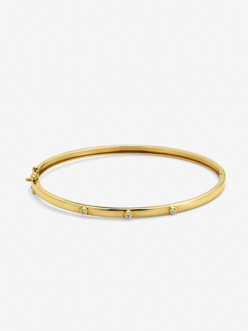 Rigid 18K yellow gold bracelet with 3 brilliant-cut diamonds with a total of 0.07 cts image number 0