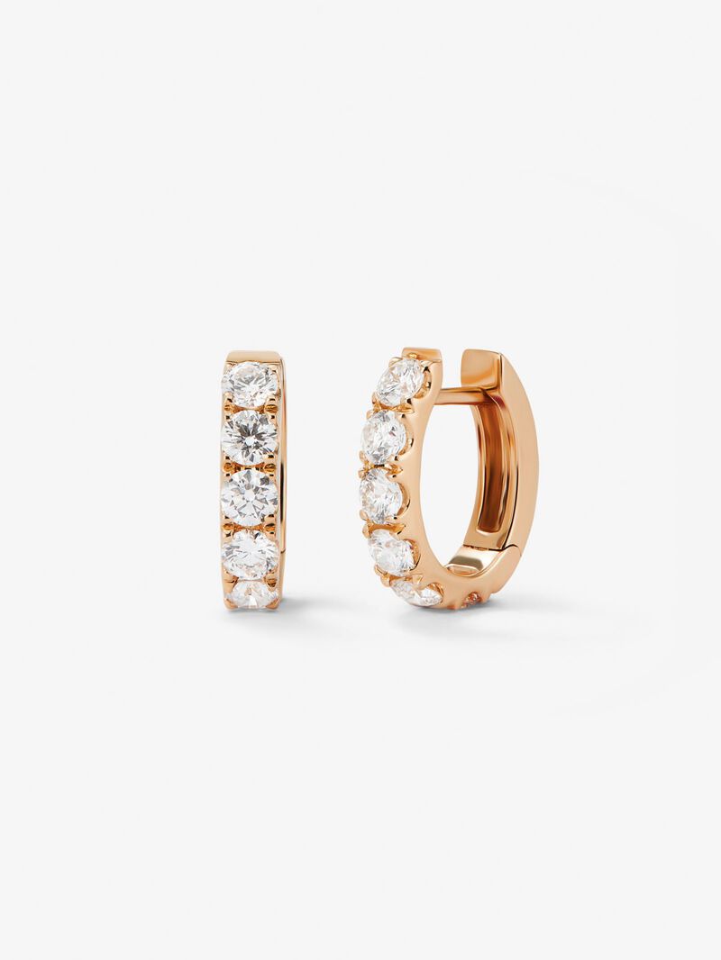 18K rose gold hoop earrings with 12 brilliant-cut diamonds with a total of 0.66 cts image number 0