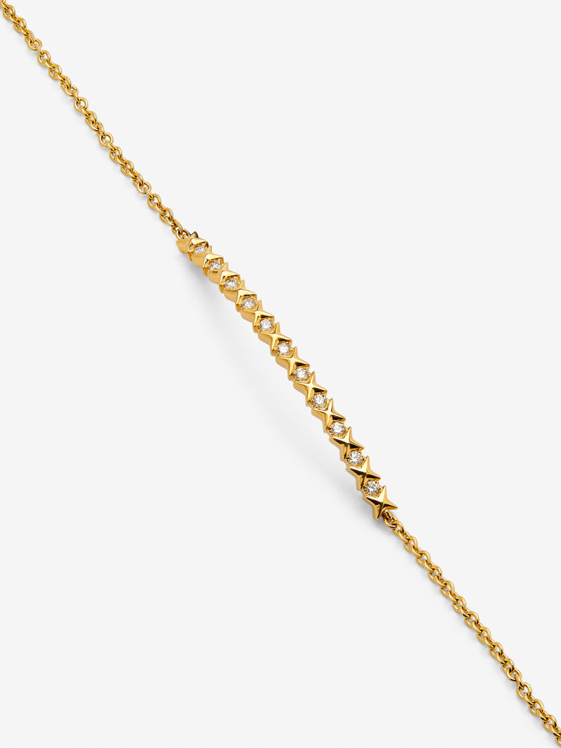 18K yellow gold bracelet with 11 brilliant-cut diamonds with a total of 0.16 cts image number 2