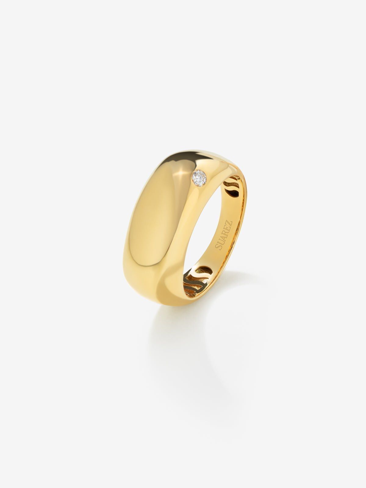 Anillo sello de oro amarillo de 18K con diamante Suarez