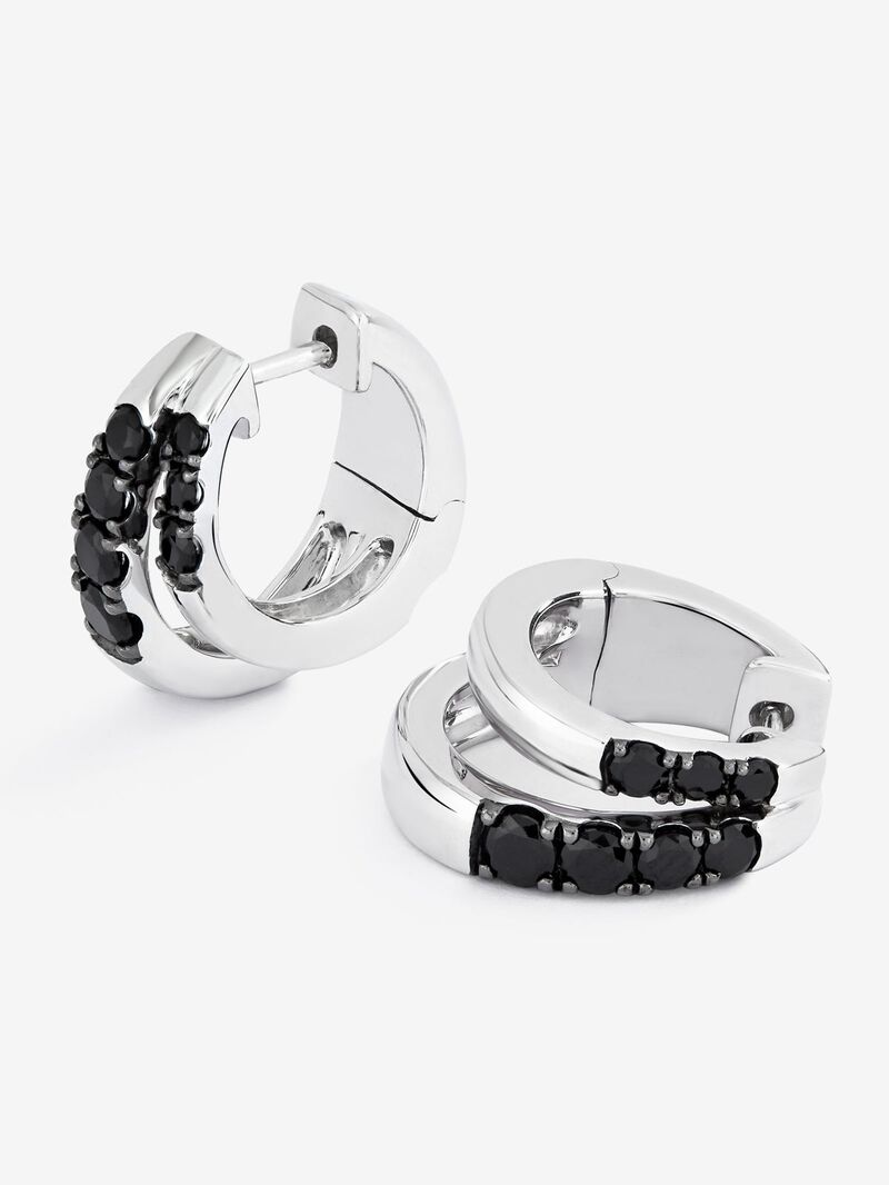 Double hoop earrings made of 925 silver with spinels. image number 2